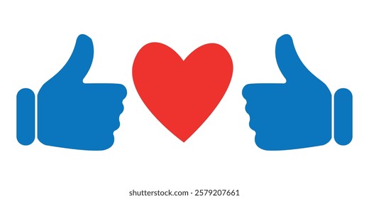 Thumbs and heart icon. Vector love and love icon. Like and like buttons ready for websites and mobile apps.