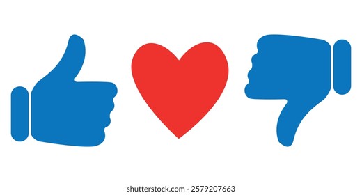 Thumbs and heart icon. Vector love and love icon. Like and like buttons ready for websites and mobile apps.