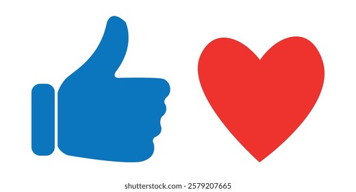 Thumbs and heart icon. Vector love and love icon. Like and like buttons ready for websites and mobile apps.