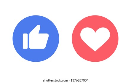  Thumbs up and heart icons. Like and heart.