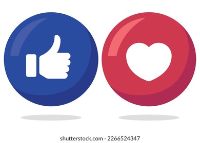 Thumbs Up And Heart Round Circles Vectorart