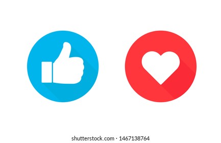 Thumbs up and heart, social media icon, empathetic emoji reactions. Vector Illustration. EPS 10