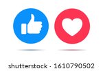 Thumbs up and hearts isolated on a white background. Vector illustration.