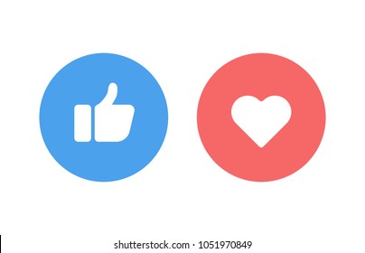 Thumbs up and hearts on a white background