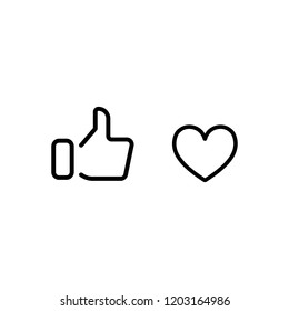 Thumbs up and hearts on a white background