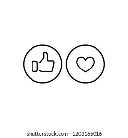 Thumbs up and hearts on a white background