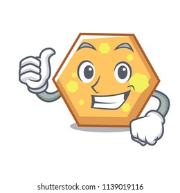 Thumbs up hexagon character cartoon style