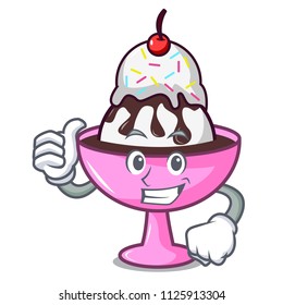 Thumbs up ice cream sundae character cartoon