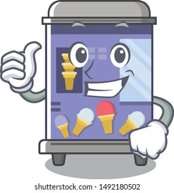 Thumbs up ice cream vending machine isolated the cartoon