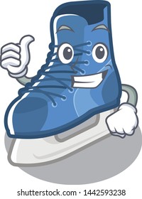 Thumbs up ice skate in the cartoon shape