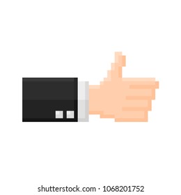 Thumbs up icon for business design. Pixel 8 bit style