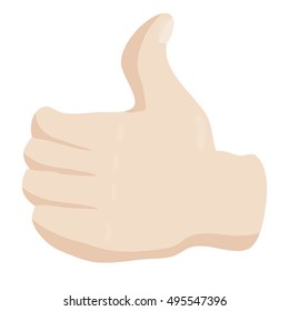Thumbs up icon in cartoon style isolated on white background vector illustration