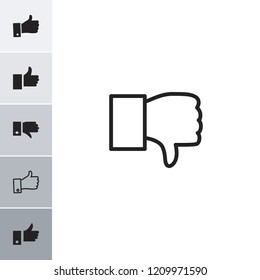 Thumbs icon. collection of 6 thumbs filled and outline icons such as thumb up. editable thumbs icons for web and mobile.