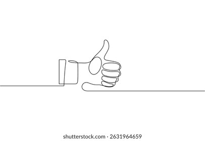 Thumbs up icon continuous single line drawing vector illustration, Satisfaction customer concept. ok hand gesture hand drawn isolated on white background.