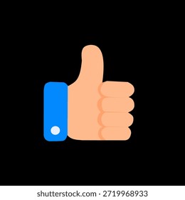 Icono de pulgares hacia arriba en estilo de ilustración plana linda para el Comentarios social. Perfecto para Botones de interfaz de usuario, me gusta, símbolos de Aprobación, App e interfaces de Web.