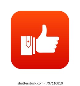Thumbs up icon digital red for any design isolated on white vector illustration