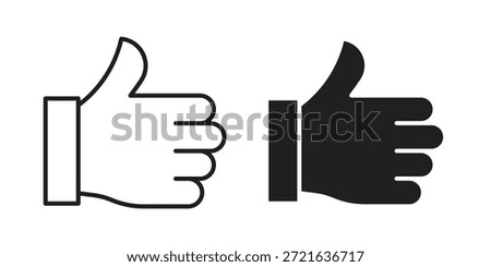 thumbs up icon in filled, thin line, stroke style for website and apps