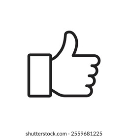 thumbs up icon Flat art in black and white isolated