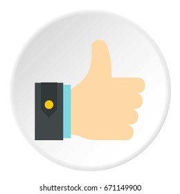 Thumbs up icon in flat circle isolated vector illustration for web