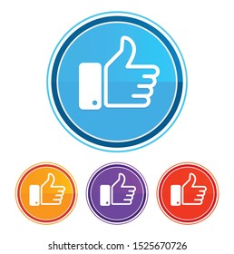 Thumbs up icon flat design round buttons set illustration design isolated on white background