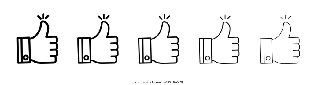 Ícone Polegar para Cima ilustração plana definir logotipo