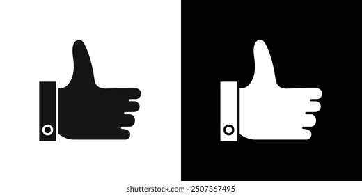 Thumbs Up icon flat line symbol set.