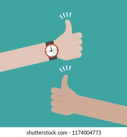 Thumbs up icon. Flat style vector illustration