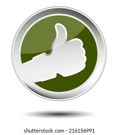 Thumbs up icon. Glossy style.