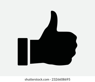 Thumbs Up Icon Good Like Rating Rate Approve Accept Confirm Gesture Thumb Hand Social Media Black White Graphic Clipart Artwork Symbol Sign Vector EPS