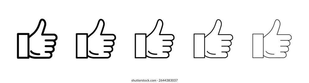 thumbs up icon graphic set. trendy stroke line style