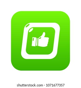 Thumbs up icon green vector isolated on white background