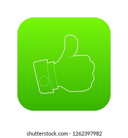 Thumbs up icon green vector isolated on white background