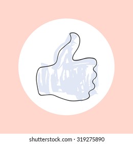 Thumbs up icon. Hand drawn vector illustration for your design.