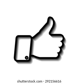 Thumbs up icon. Hand sign encouragement, success, victory, good job. 