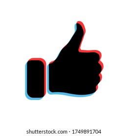 Thumbs up icon. Icons for social communication app. Like sign in black red and blue colors. Simple vector illustration