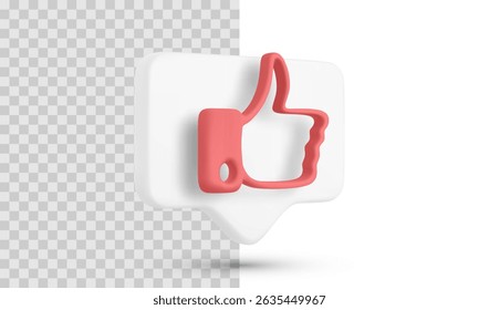Thumbs Up Icon Inside Speech Bubble Rendered In Realistic 3D Style, Representing Like, Approval, Or Positive Feedback. Clean Vector Illustration For Social Media Or Interaction Concepts.