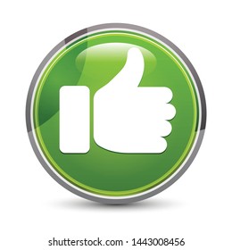 Thumbs up icon isolated on elegant green round button vector illustration