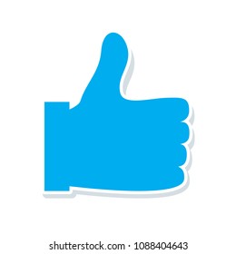 Thumbs up icon isolated on white background. Trendy thumbs up icon in flat style. Template for web site, label, app, ui and logo. Vector illustration, EPS 10