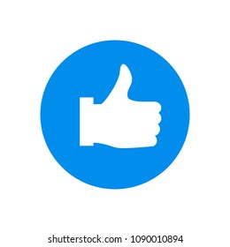 Thumbs up icon isolated on white background. Trendy thumbs up icon in flat style. Template for web site, label, app, ui and logo. Vector illustration, EPS 10