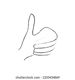 Thumbs up icon isolated on white background. Thumbs up vector logo. Flat design style. Modern vector pictogram for web graphics - stock vector. Hand Drawn like sign funky design