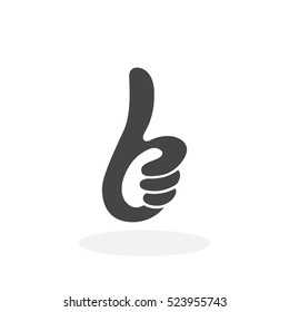 Thumbs up icon isolated on white background. Thumbs up vector logo. Flat design style. Modern vector pictogram for web graphics - stock vector