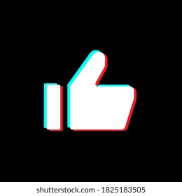 Thumbs up icon. Like sign in red and blue colors. Isolated on black background
