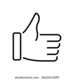 Thumbs up icon. Like symbol. Gesture sign. Vector illustration. Flat design. Editable stroke. Isolated on a white background.