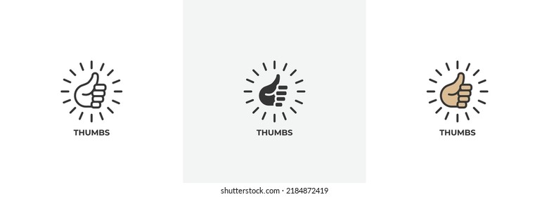 Daumensymbol. Linie, solide und gefüllte Umrissversion, Umriss und ausgefülltes Vektorzeichen. Idea Symbol, Logo-Illustration. Vektorgrafik