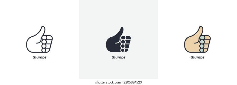 thumbs icon. Line, solid and filled outline colorful version, outline and filled vector sign. Idea Symbol, logo illustration. Vector graphics