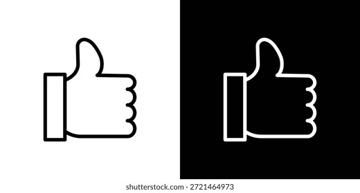 Concepto de logotipo de icono de pulgar hacia arriba en trazos