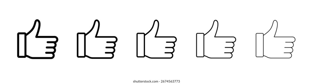 Logotipo de icono de pulgar hacia arriba en la colección de líneas de trazo