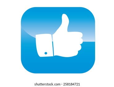 thumbs up icon on a blue background