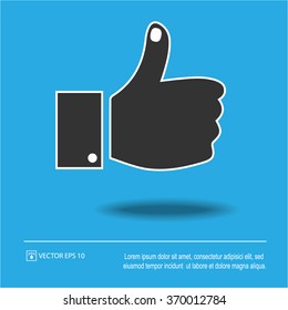 Thumbs Up icon on blue background. Thumbs Up symbol. Isolated vector illustration EPS 10.