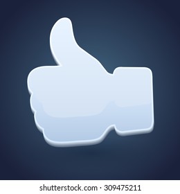 thumbs up icon on dark background, vector illustration